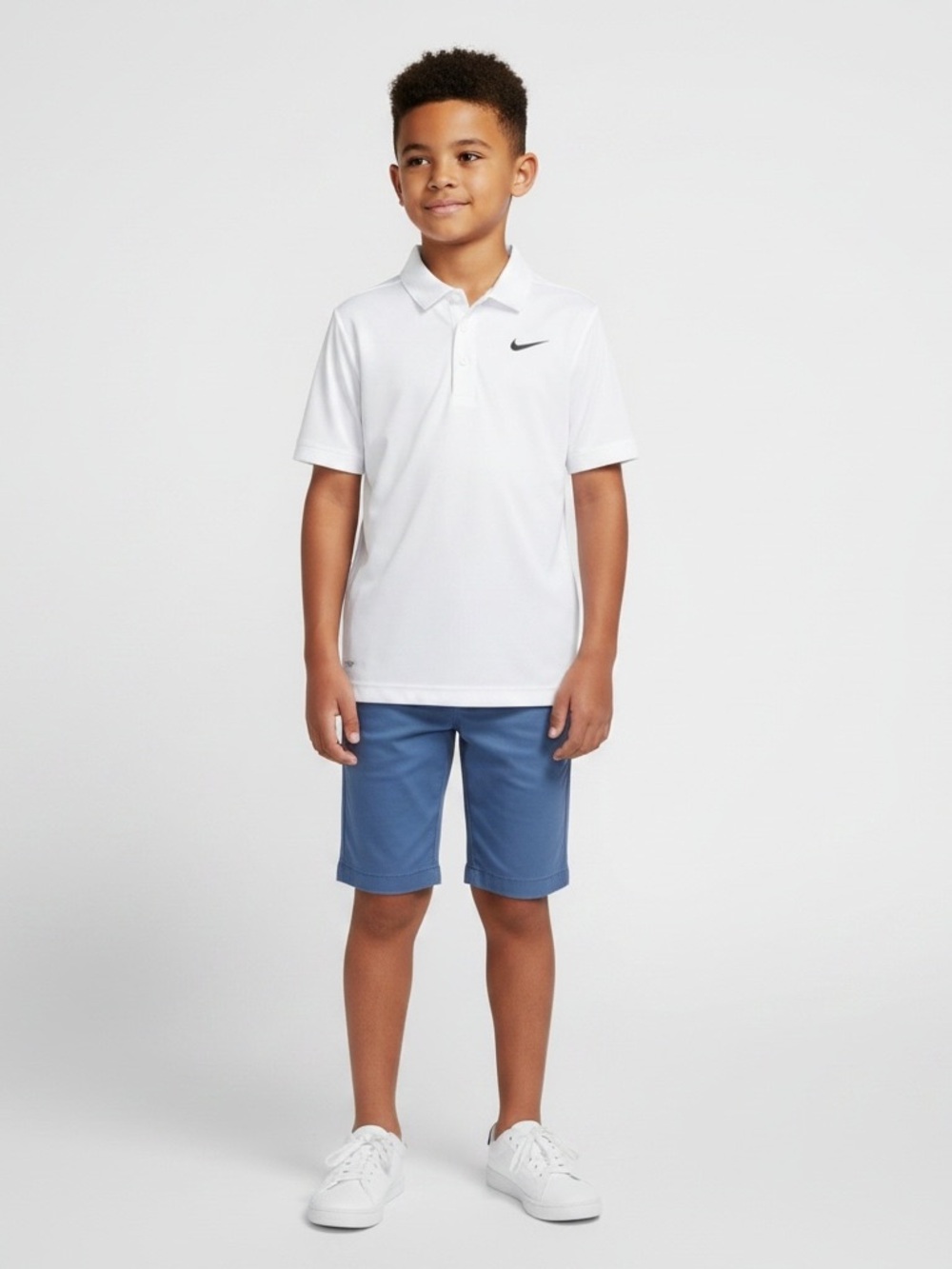 Nike White Polo with Black Swoosh for Kids Size 7